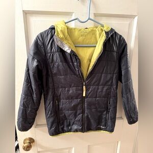 LLBean kids Primaloft hooded Blue & Yellow Double Up Outerwear System M